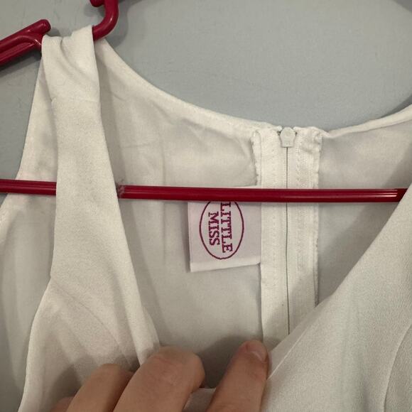 Vintage Little Miss White Sleeveless Dress Approx Girls Size 12 Zip Up Back - Picture 4 of 8